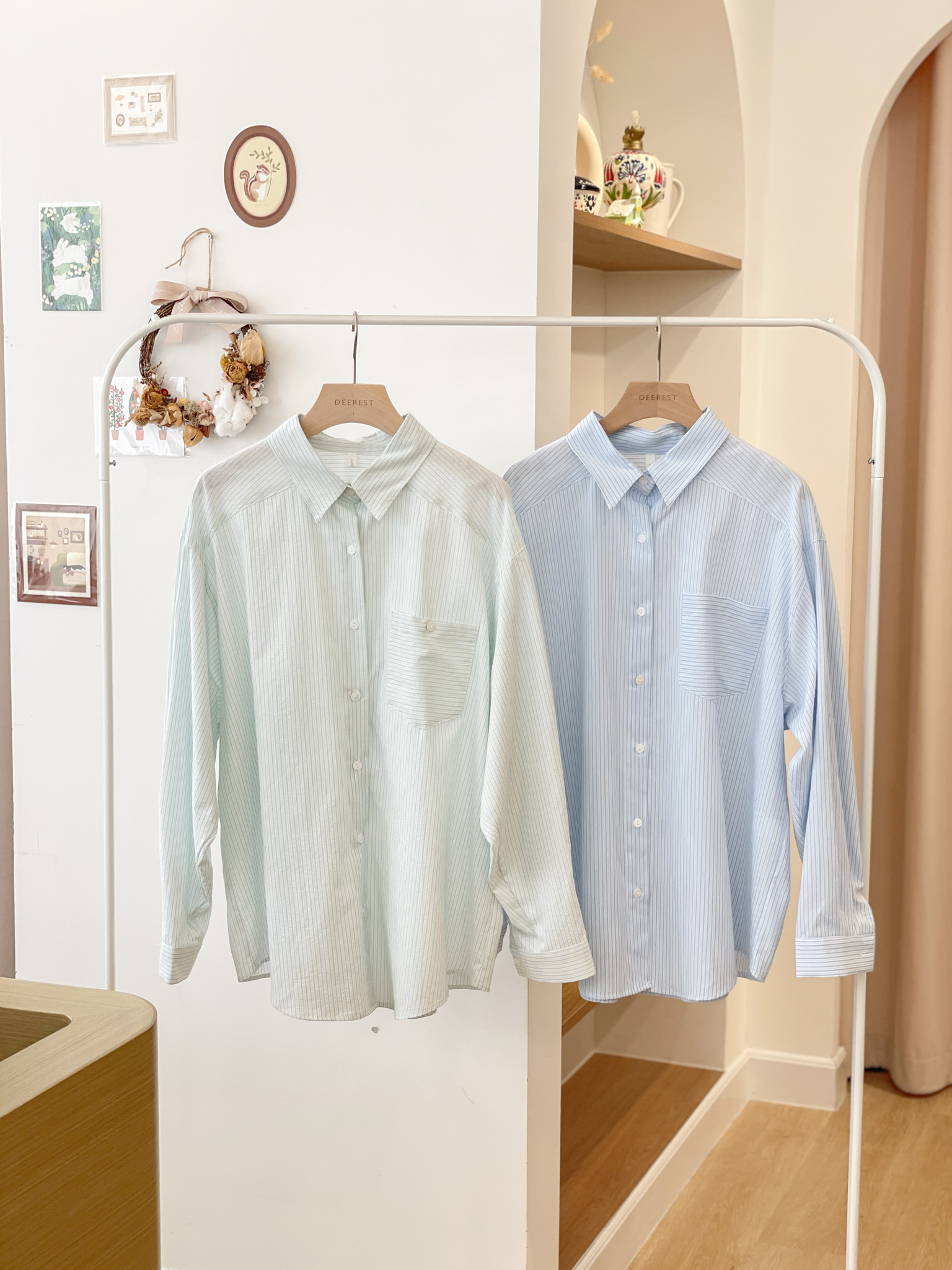 JK289 Mint Sorbet Stripe Overfit Shirt