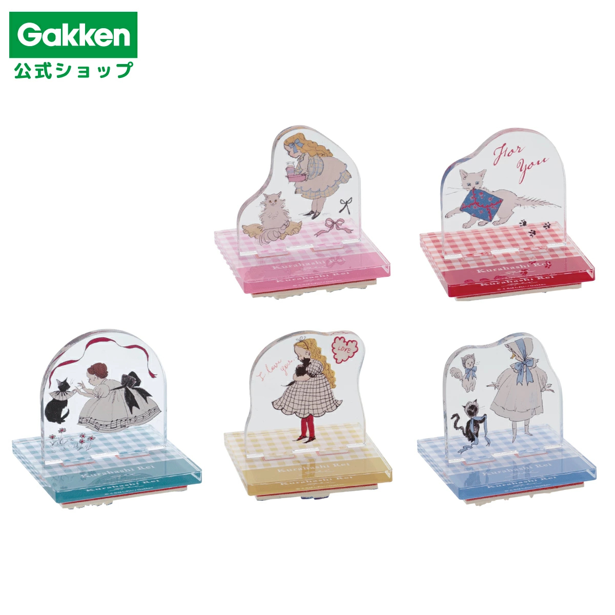 貓咪與女孩 壓克力印章 5款｜日本 倉橋伶衣