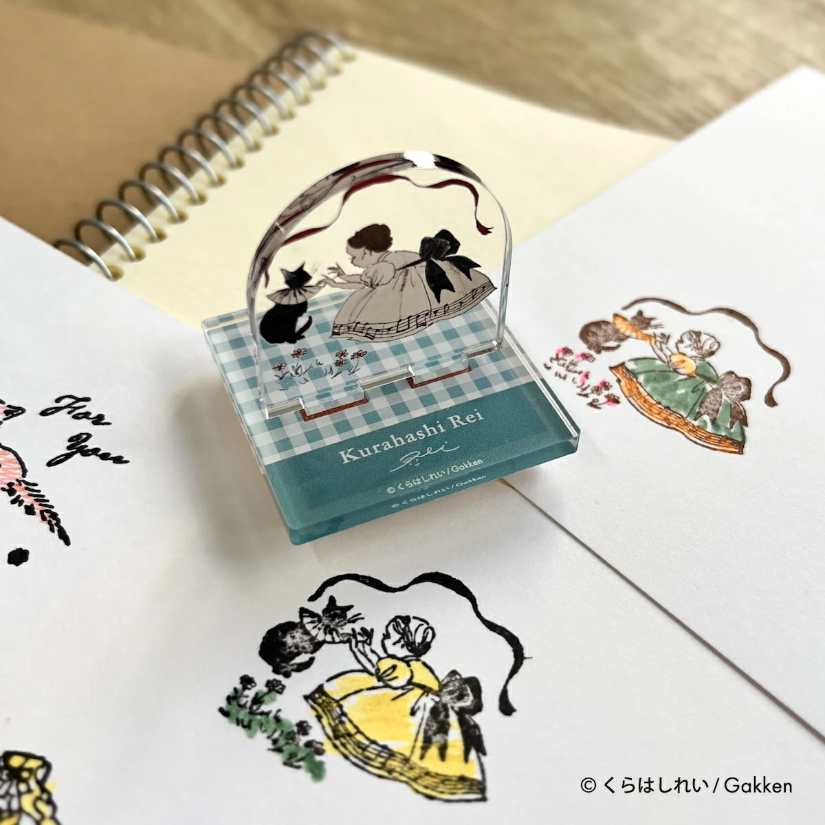 貓咪與女孩 壓克力印章 5款｜日本 倉橋伶衣