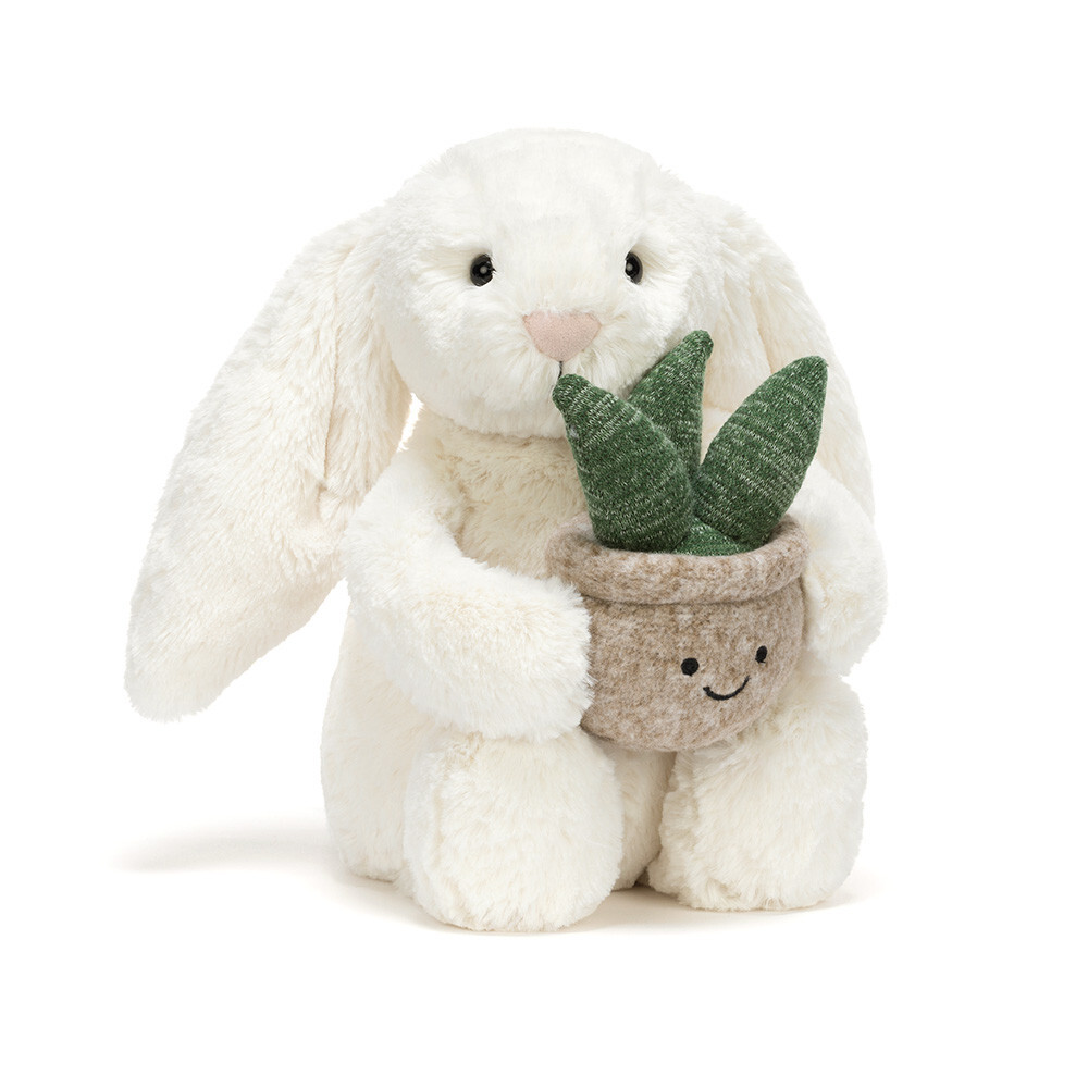 JELLYCAT Cream Bunny with Plant 捧蘆薈兔兔