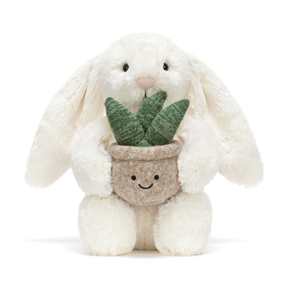 JELLYCAT Cream Bunny with Plant 捧蘆薈兔兔
