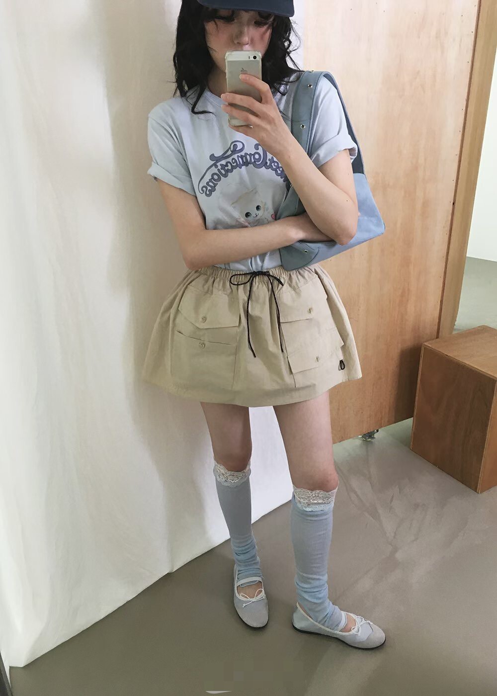 淡藍愛心貓咪t
