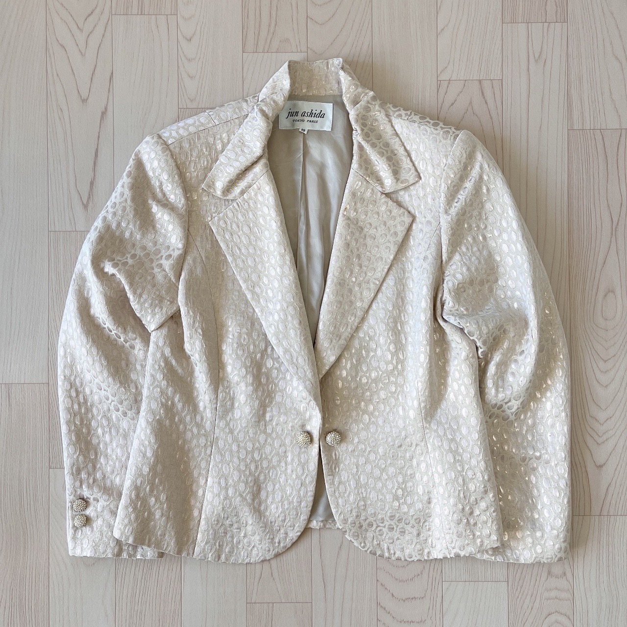 Jun Ashida珍珠粉紅色波點外套