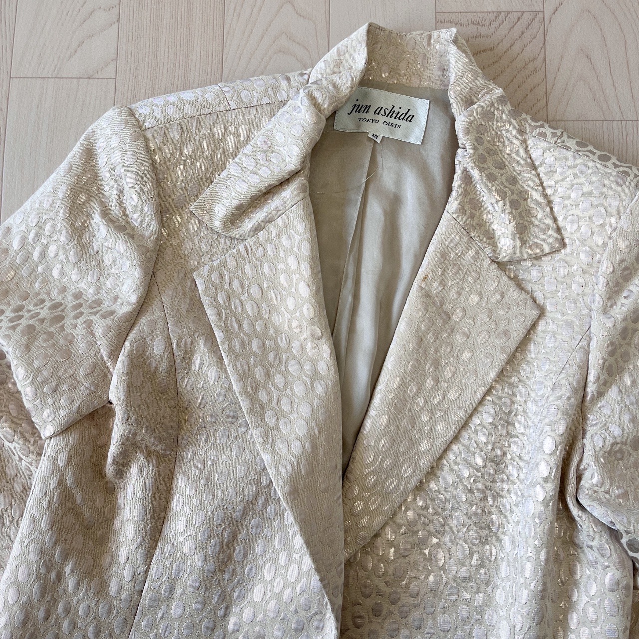 Jun Ashida珍珠粉紅色波點外套