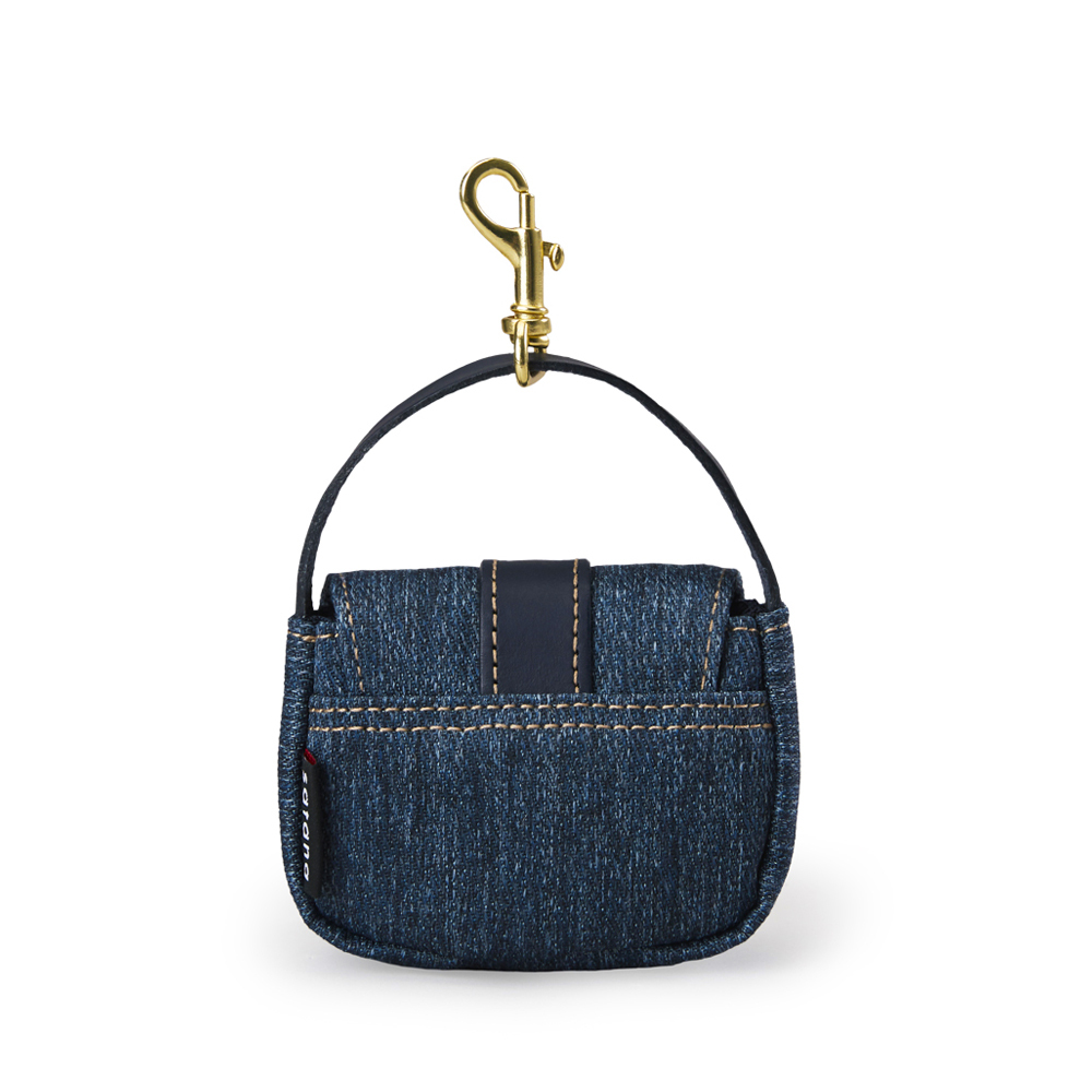 Denim 迷你馬鞍吊飾包-深丹寧藍