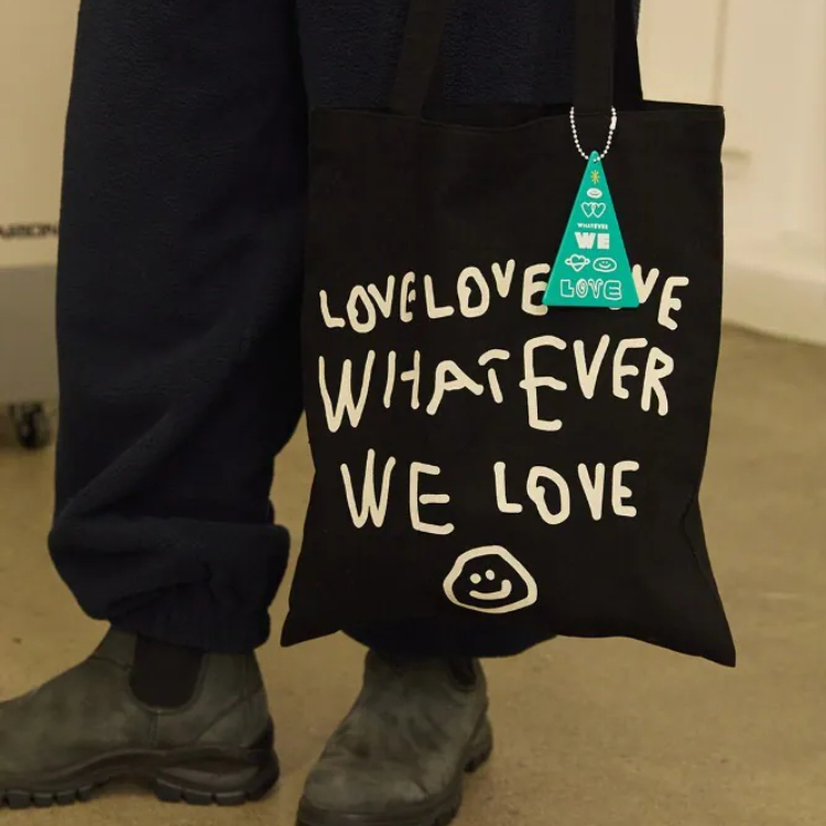 韓國 ooowl 定番帆布購物包 WHATWELOVE 黑色