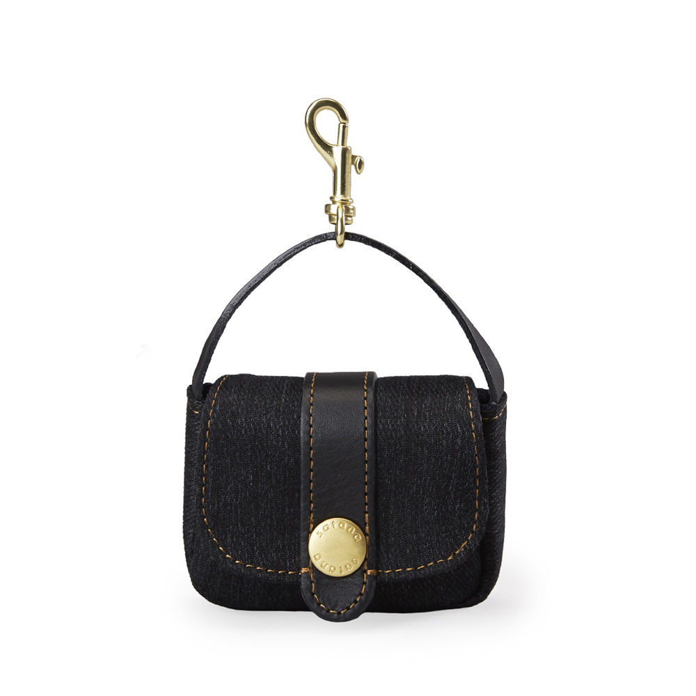 Denim 迷你馬鞍吊飾包-丹寧黑