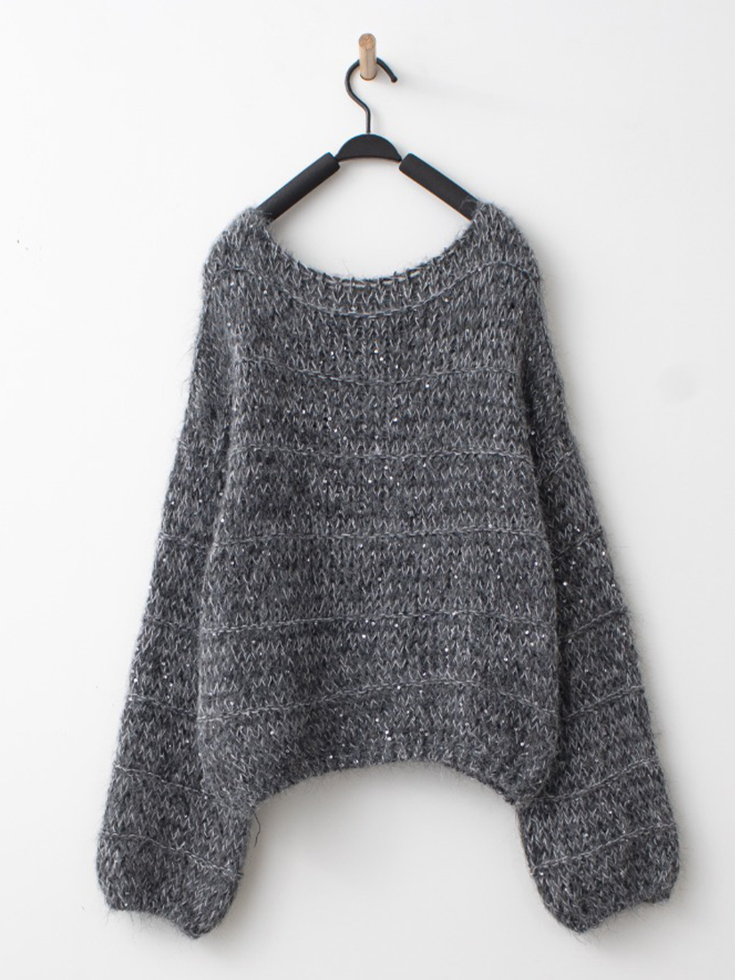 鬆鬆織紋混色亮片紗毛衣