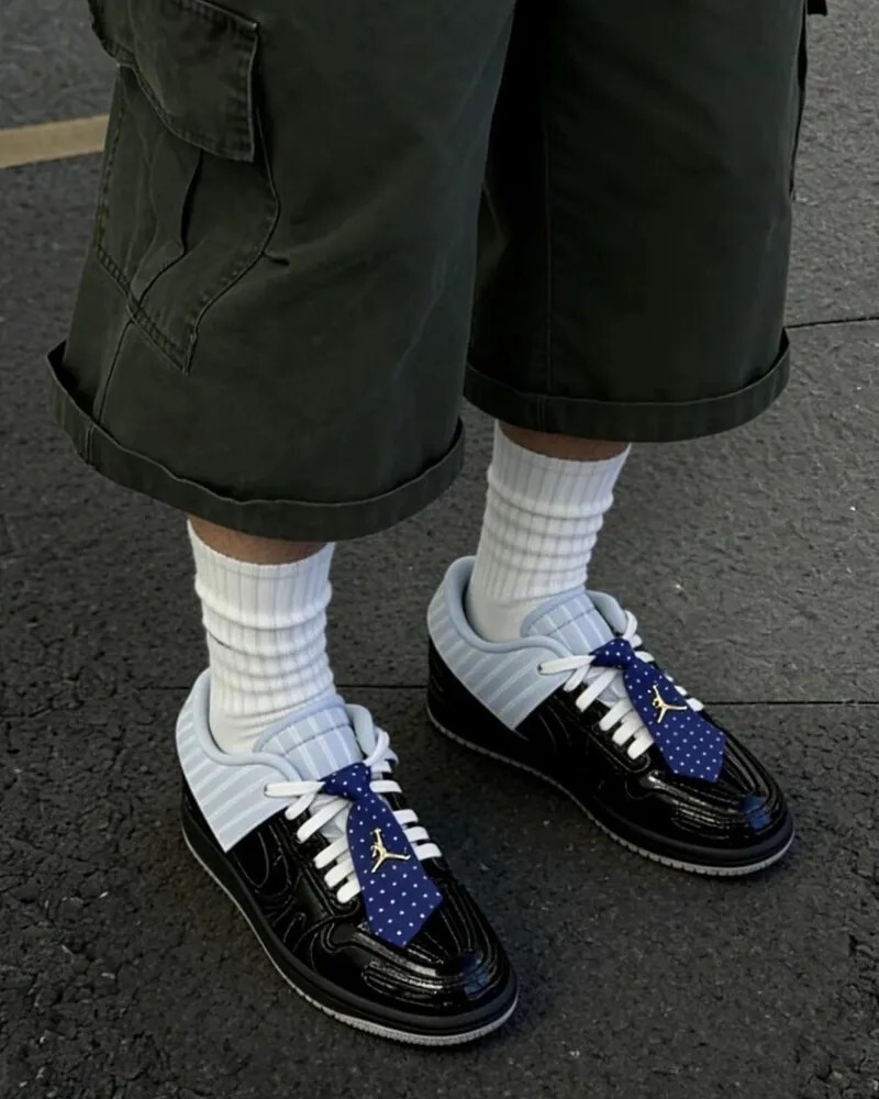 Air Jordan 1 MM V3 WMNS 經典黑 漆皮西裝風 領帶裝飾