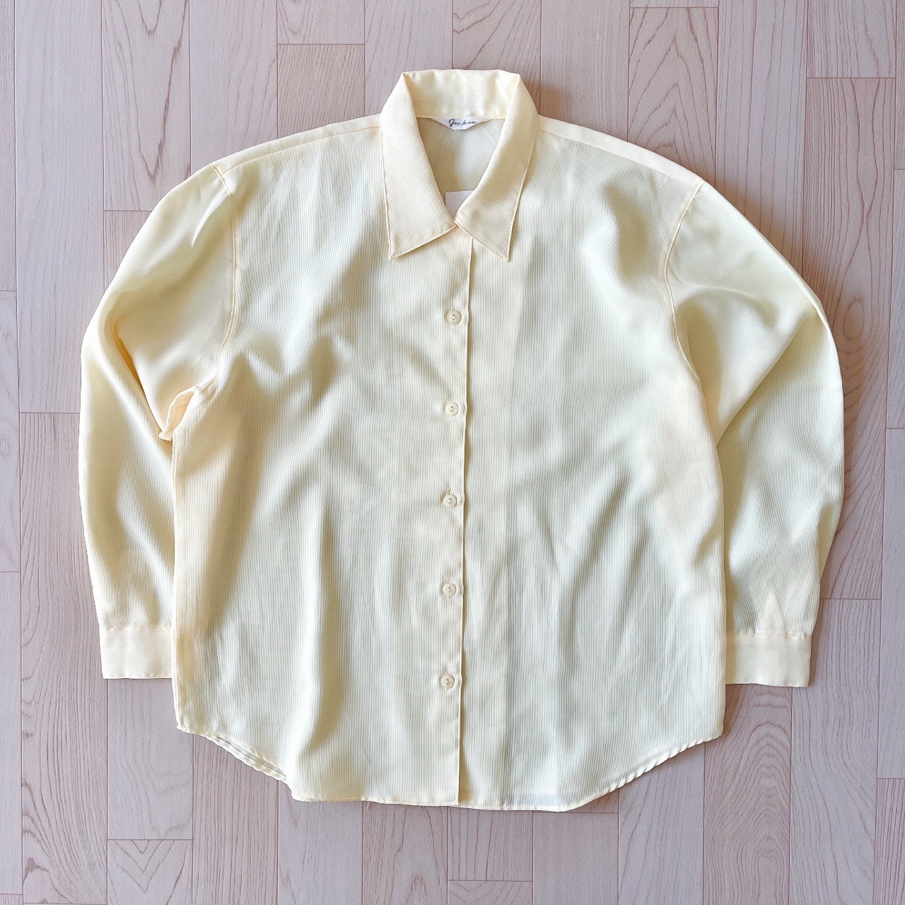 日本製米黃色紋理感長袖上衣