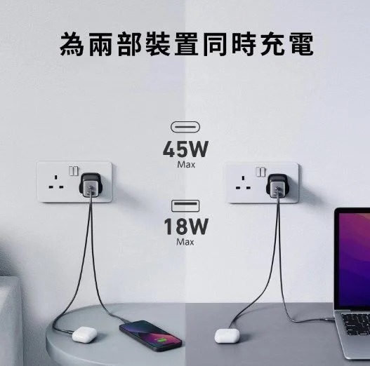Anker 725 Charger (65W) 65W PD雙輸出牆插充電器 A2325(H3 KA972)