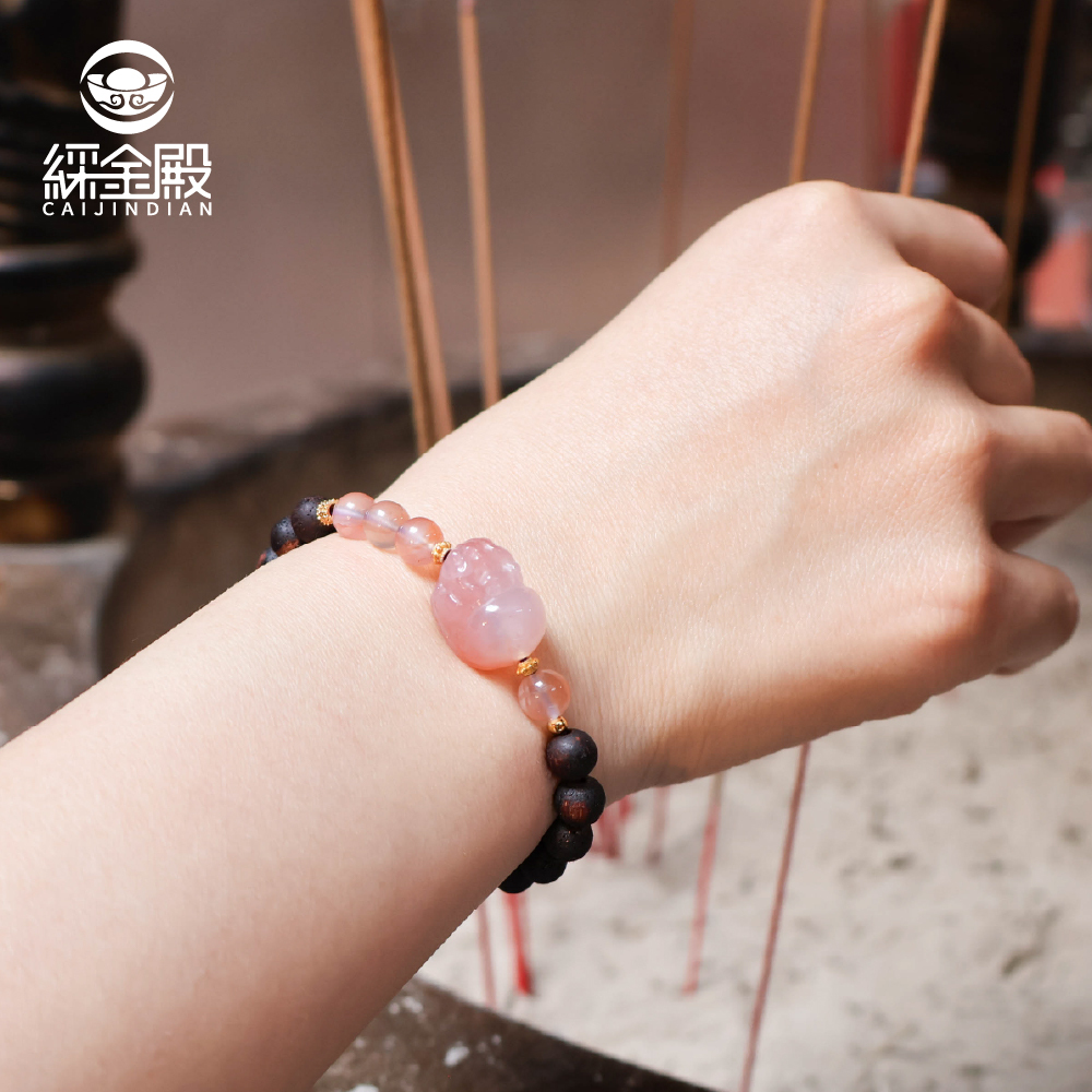 人緣旺財貔貅手珠｜降真木｜粉晶｜貴人緣｜提升事業運【綵金殿】