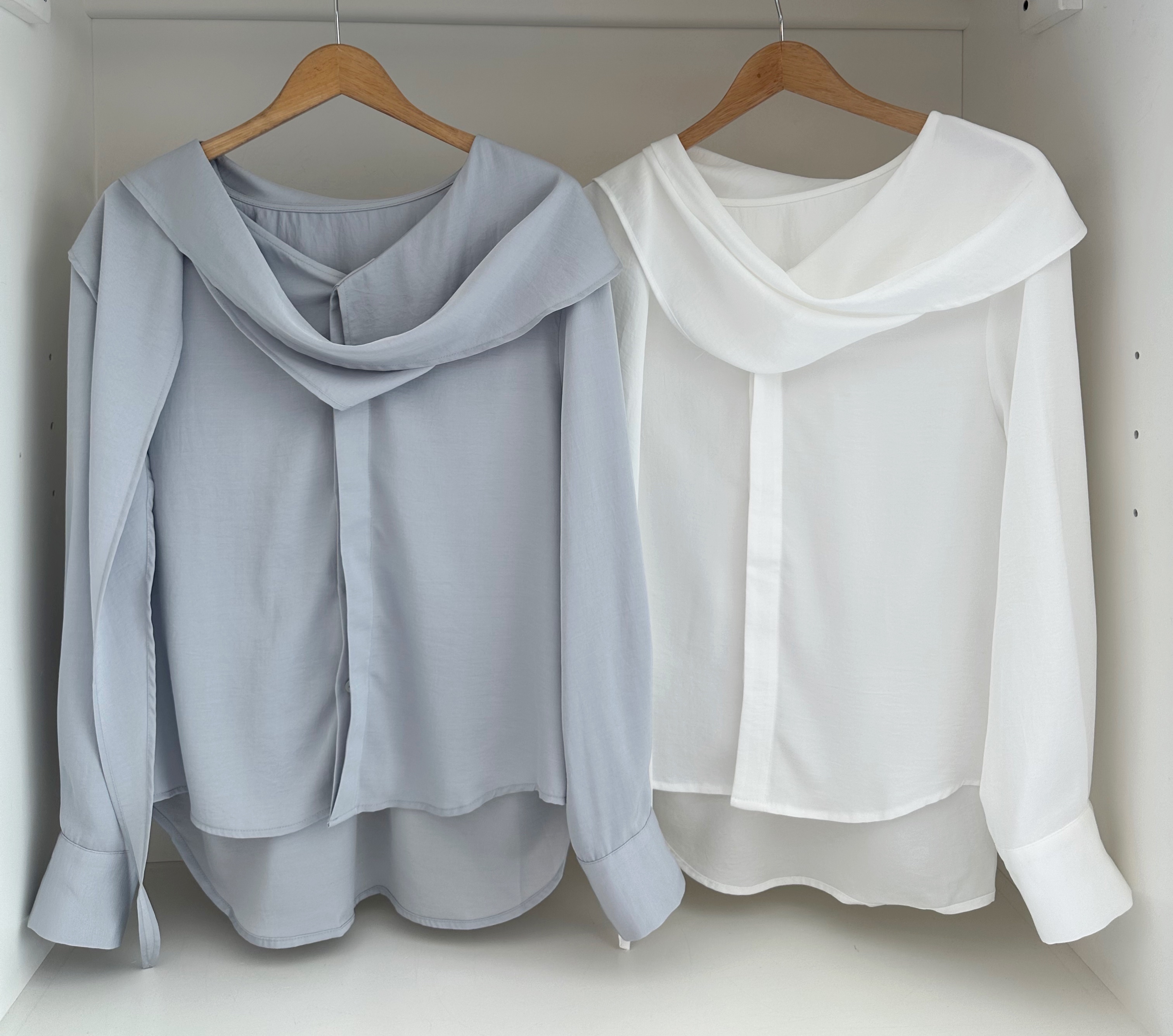 LONG SLEEVE LAYERED FRONT BLOUSE