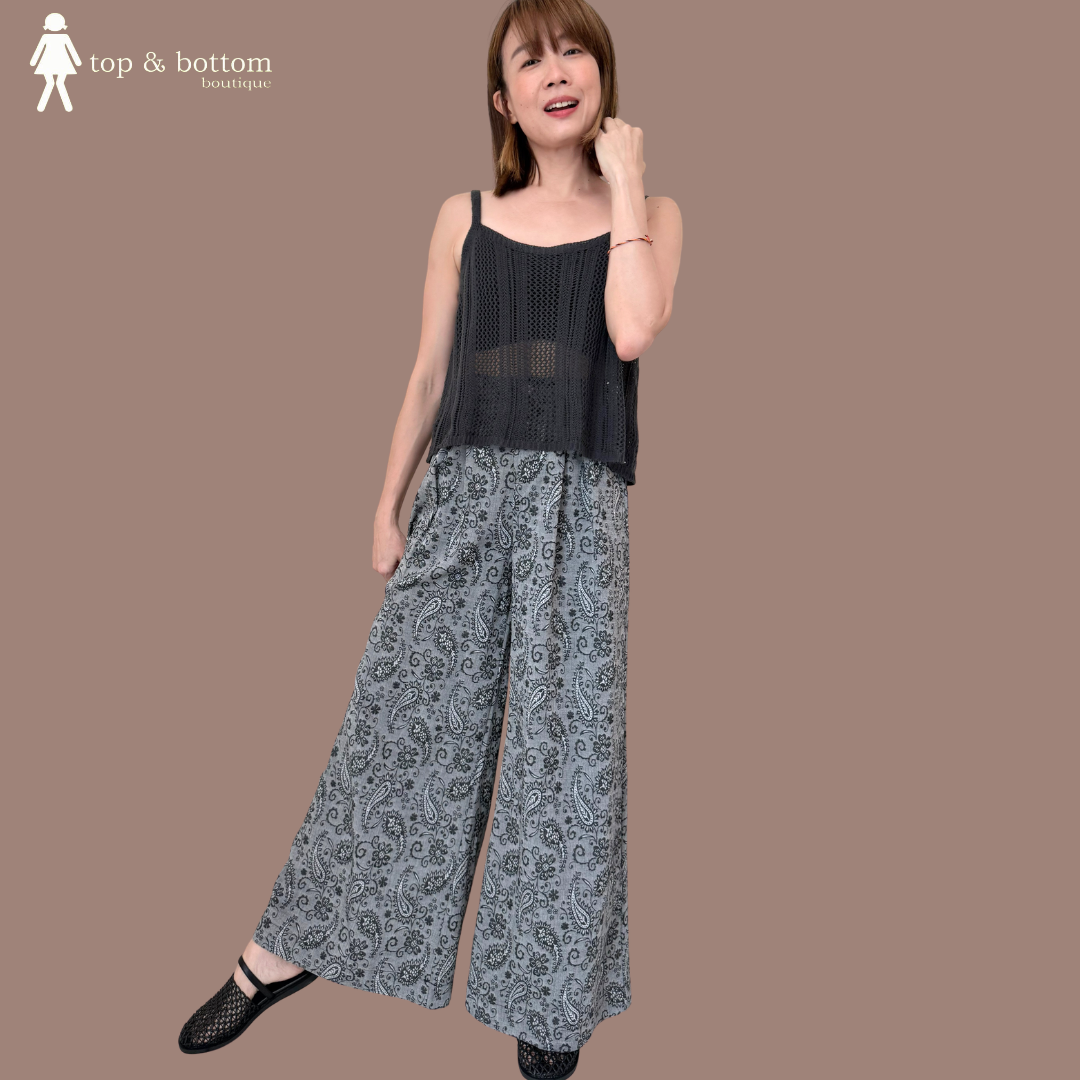 PRINTED WIDE LEG LONG PANT