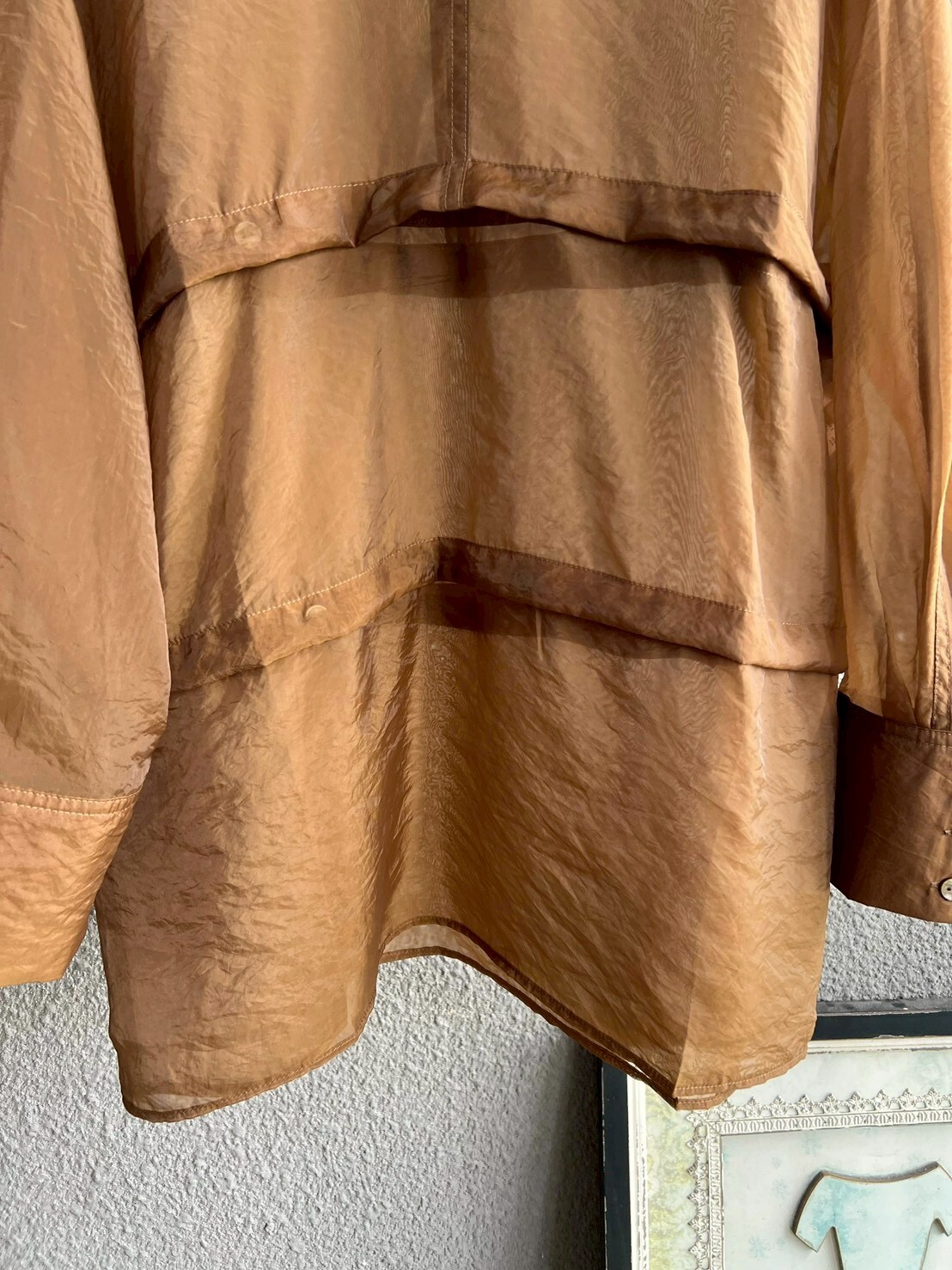 珍珠紗拼接寬鬆上衣