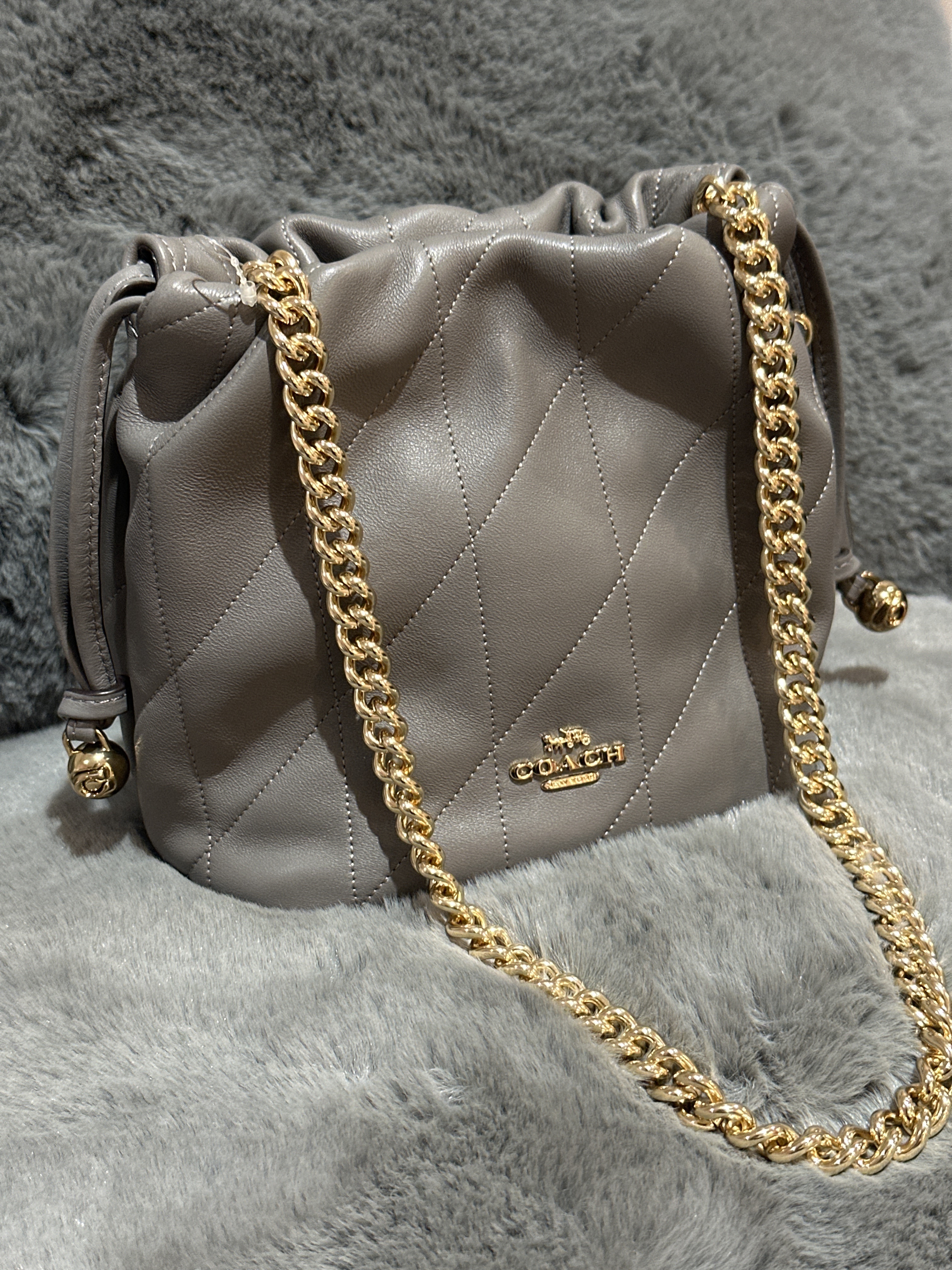 RU07 CO 灰色間線細細水桶Faye Mini Drawstring Bag