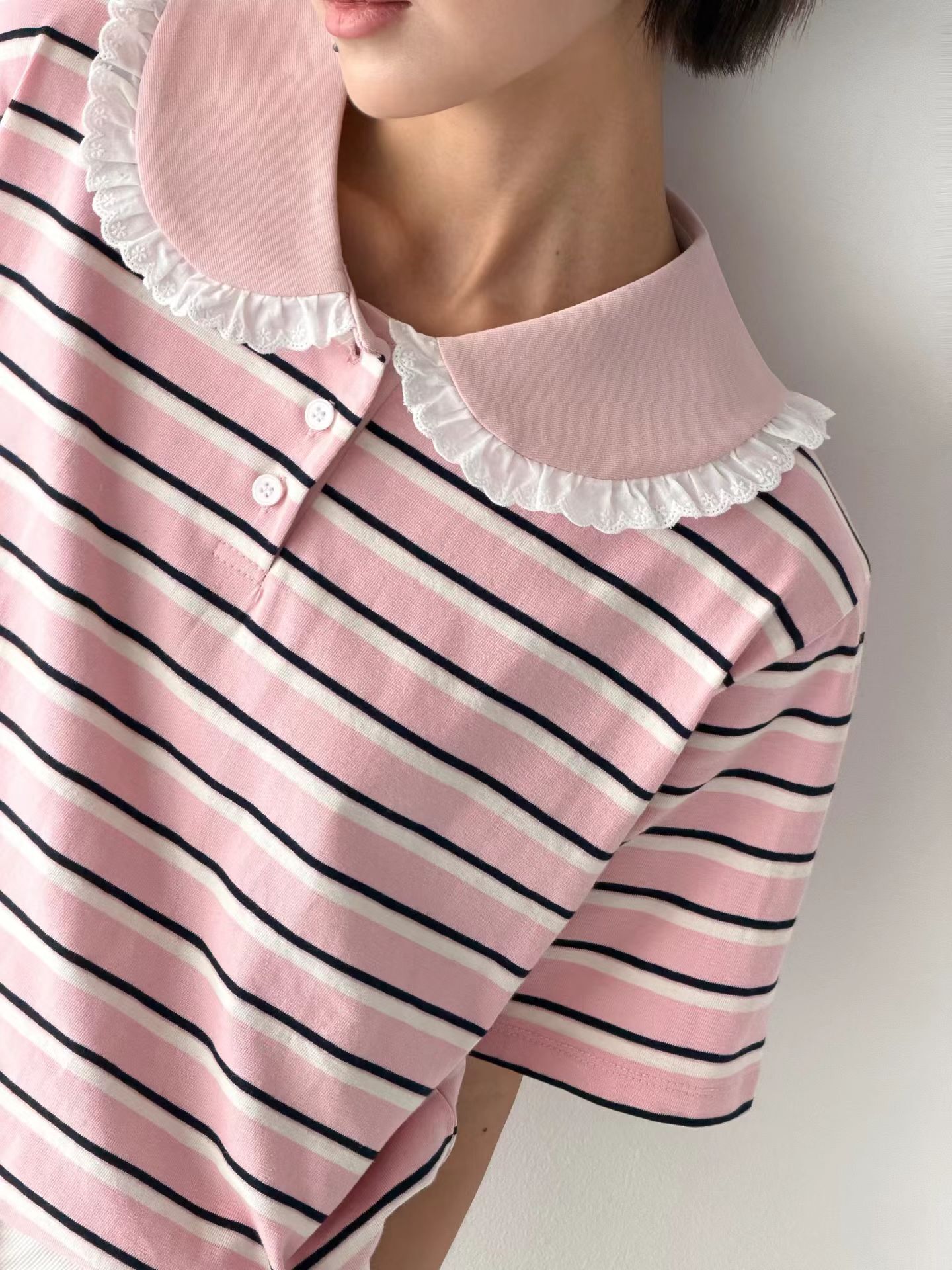 Marie-Marie 甜美小翻領條紋上衣