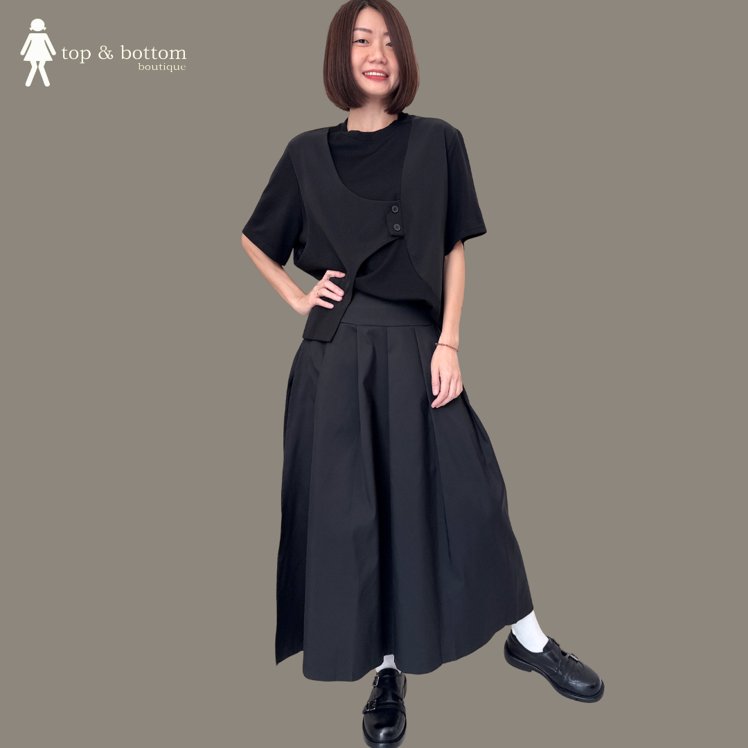 HIGH WAISTED SOLID WIDE ALINE SKIRT