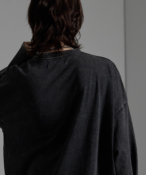 【預購】J0329603 CIYOT 復古水洗雪花圖案刺繡標誌貼片長袖T卹 CIYls946 黑色