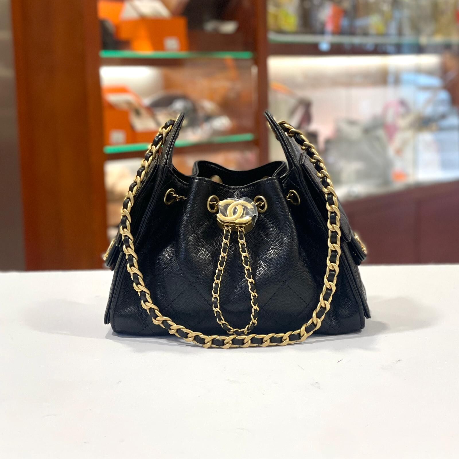 全新現貨CHANEL MINI 25BAG AS5631 黑色金扣荔枝牛皮,晶片款 #25B #BRAND NEW #香榭站正品