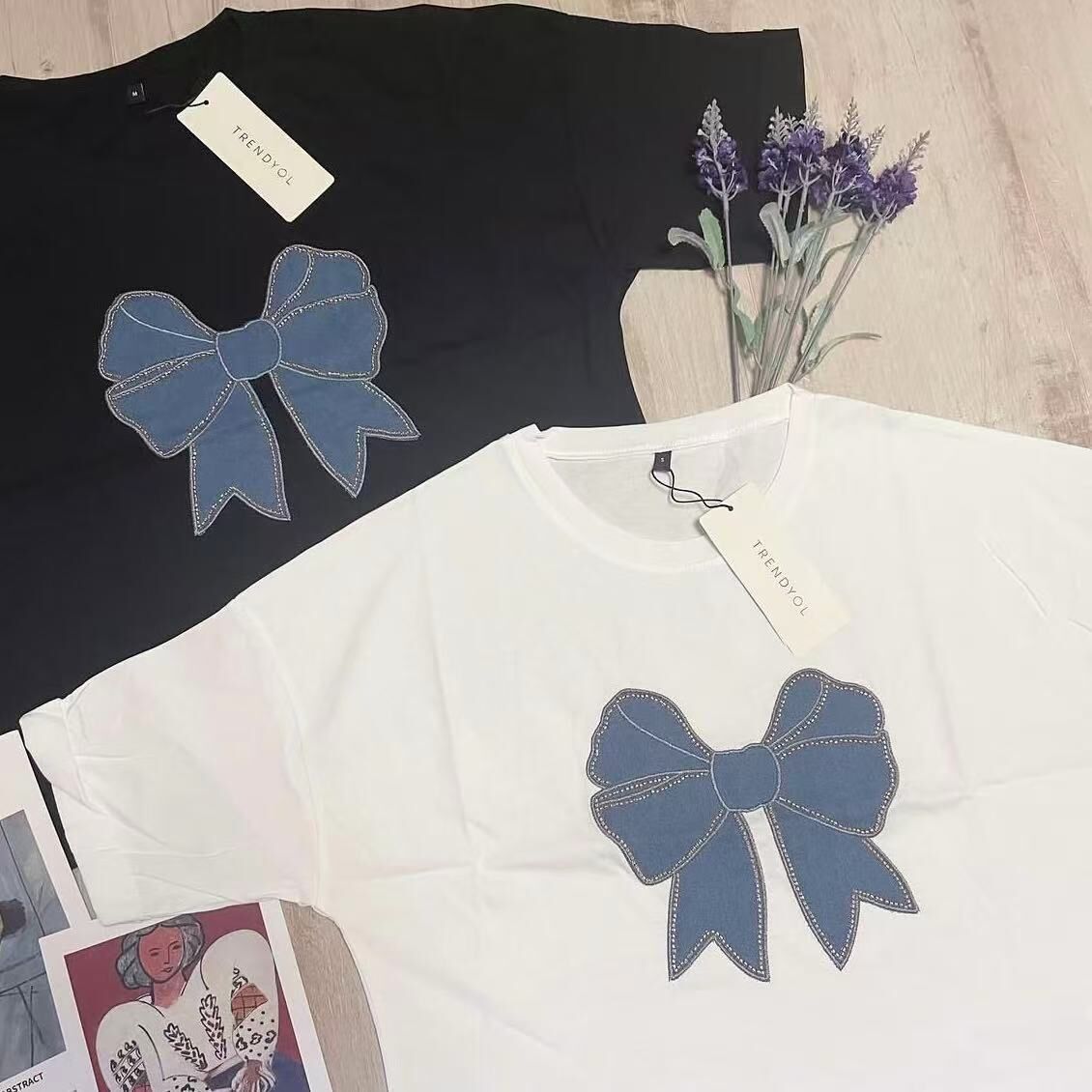 TRENDYOL BOW EMBROIDERED TEE