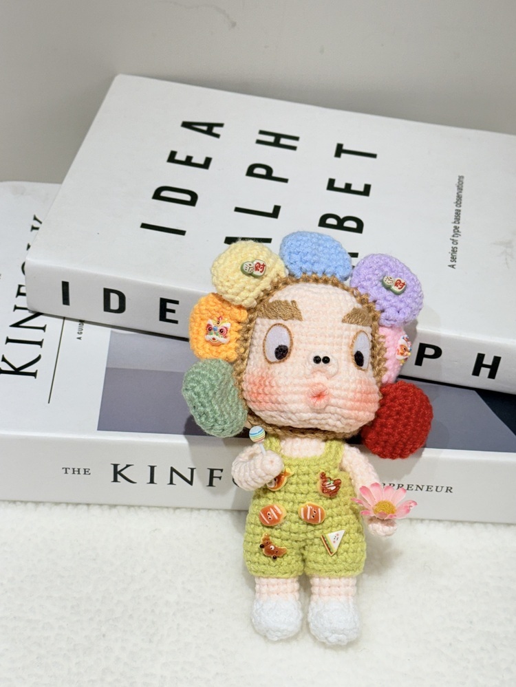 貪吃彩色花朵頭醜娃吊飾-9號『約15cm』