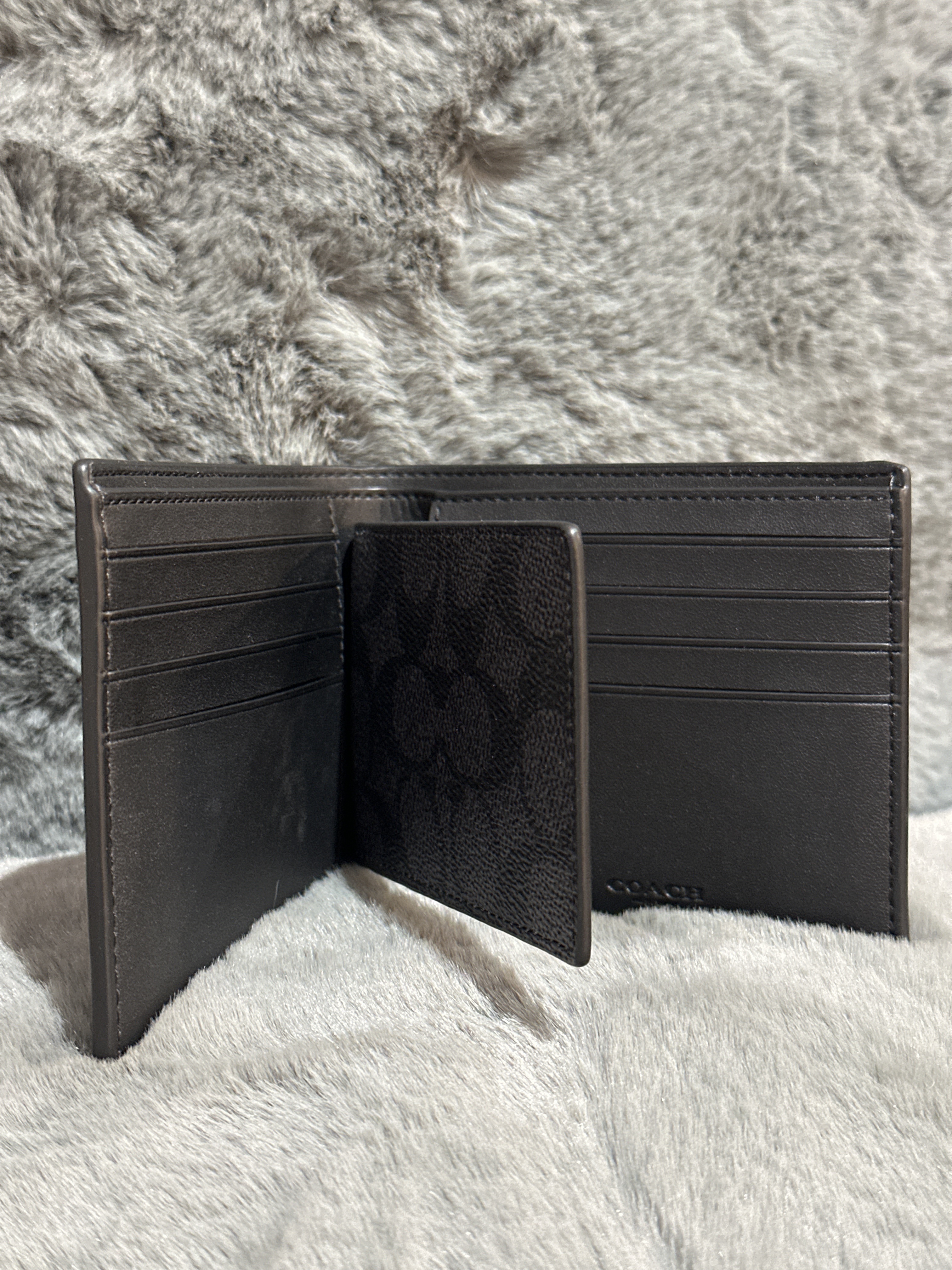 RU44 CO 三合一灰黑色LOGO男裝銀包3-In-1 Wallet In Signature Canvas