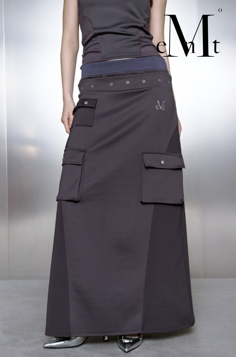 【 4/19收單 】MUCENT 金屬環機能工裝長裙 韓國