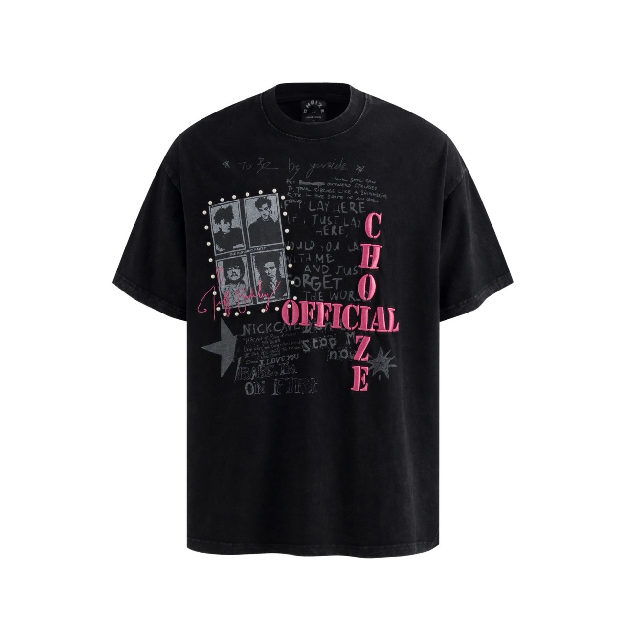 (GOAL) 美式重磅搖滾刺繡珍珠短T H772