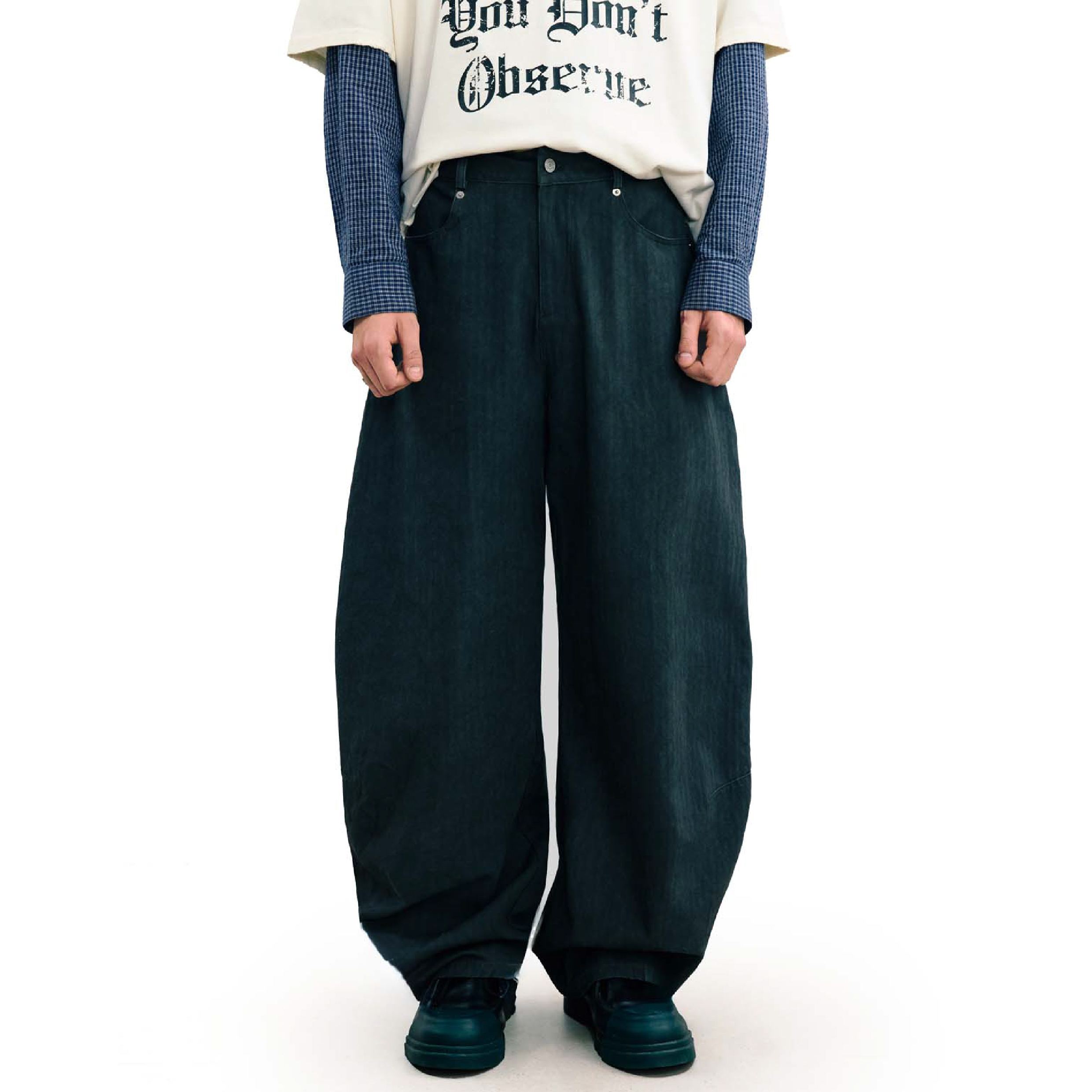 SENSE Embroidered Barrel Leg Pants [L26-10]