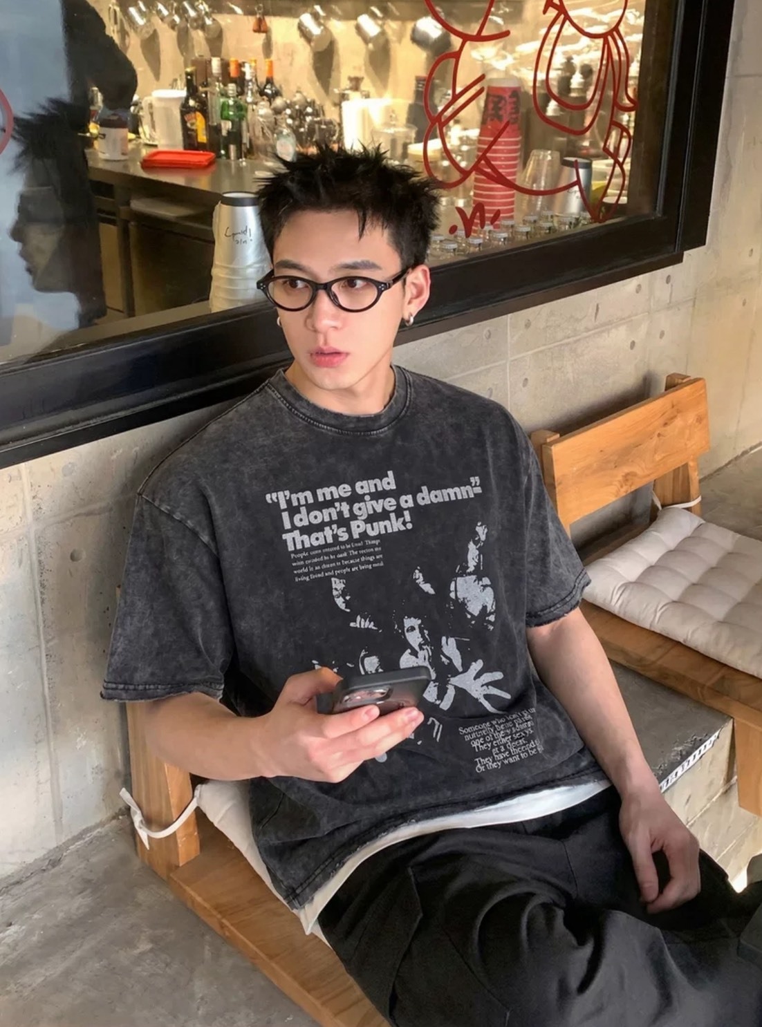 (GOAL) 美式重磅水洗做舊短T H776