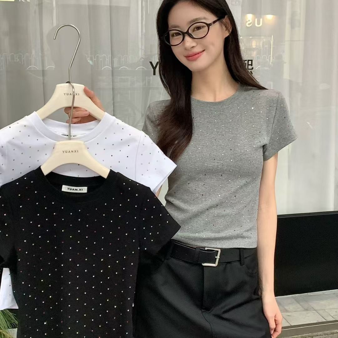 (GOAL) 正肩滿鑽短版上衣  女生上衣 2196