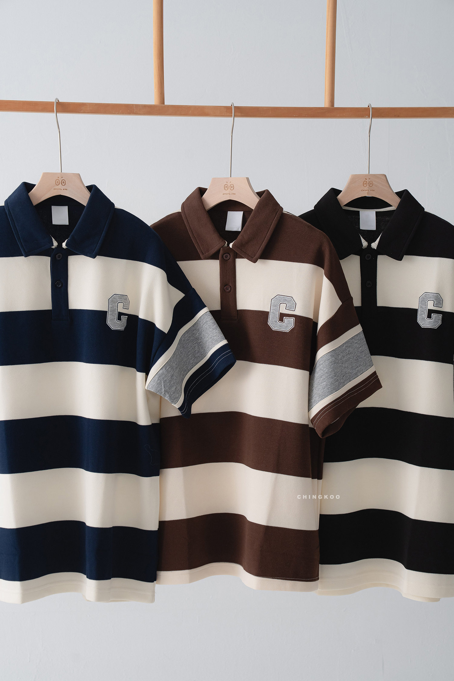 Fresh Start｜學院感寬條POLO衫 3色