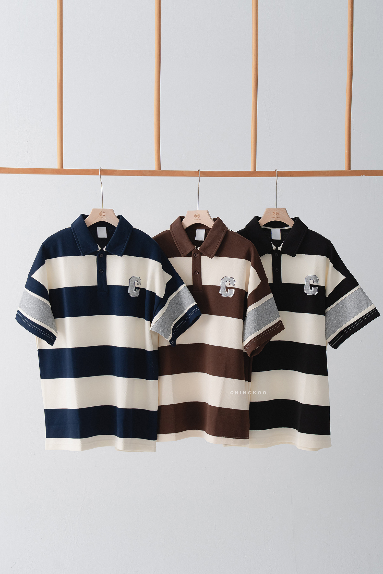 Fresh Start｜學院感寬條POLO衫 3色