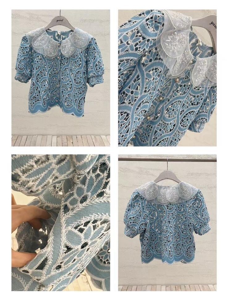 Y121  閃石牛仔lace  胸42 長20.5 $499[一口價] 人氣爆款🔥