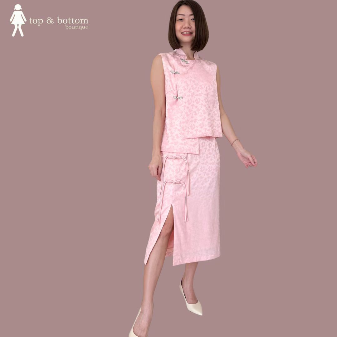 BROCADE ORIENTAL TOP & SKIRT SET SUIT (2PCS)