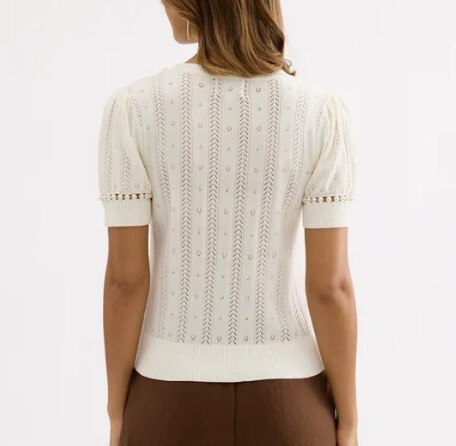 1LU0330-002 [LEO & UGO] Beaded Knitted Sweater Off White #AE106-OFFW (EU)