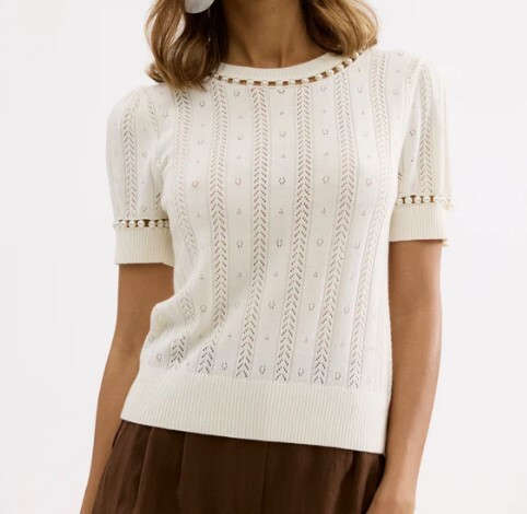 1LU0330-002 [LEO & UGO] Beaded Knitted Sweater Off White #AE106-OFFW (EU)