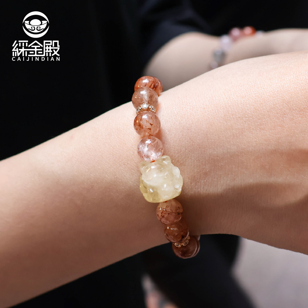 聚財開運黃水晶狐仙手珠｜黑金超七｜提升自信｜招財｜人際圓融【綵金殿】