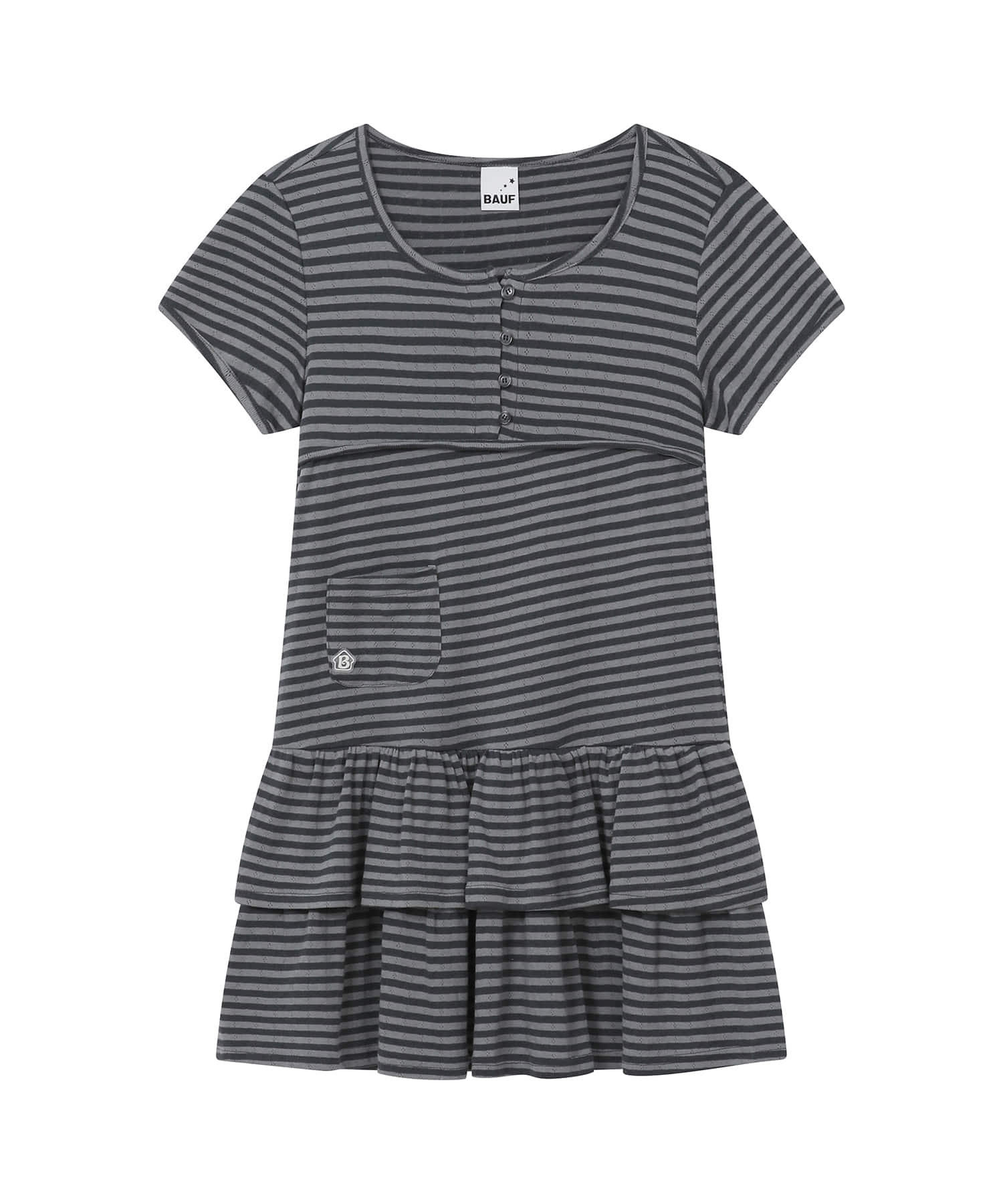 BAUF 排釦 荷葉邊 連身 花苞 洋裝