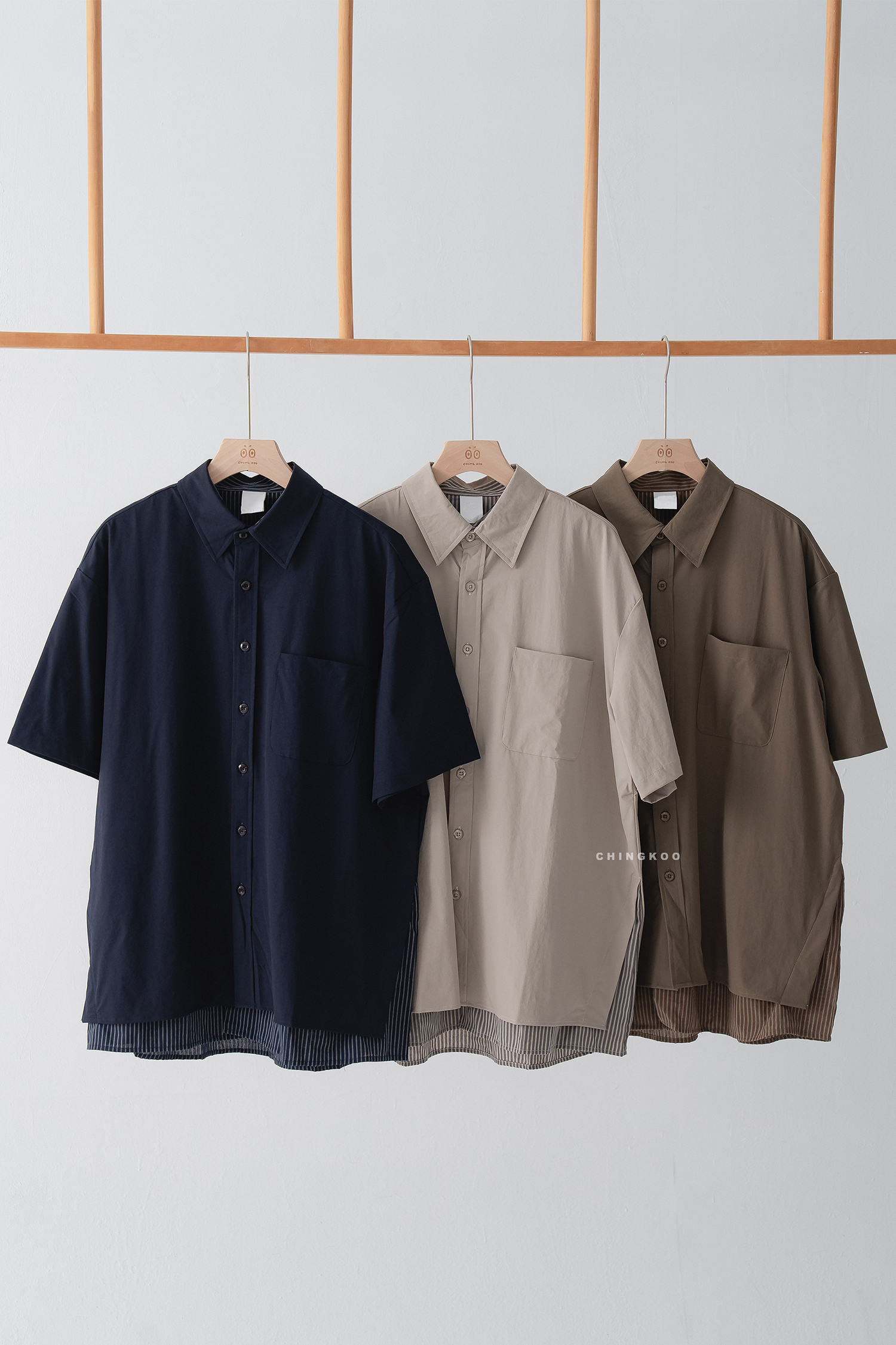 Fresh Start｜拼接條紋假兩件短襯 3色