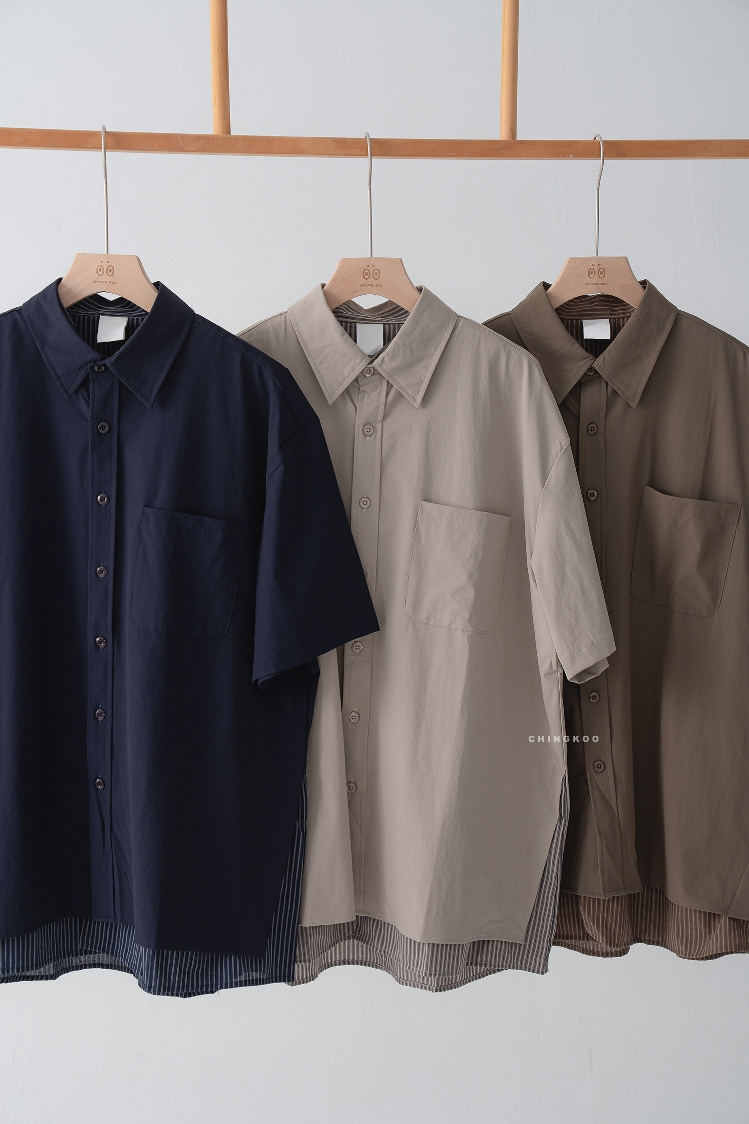 Fresh Start｜拼接條紋假兩件短襯 3色