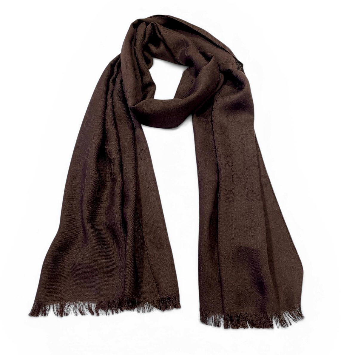 全新GUCCI SCARF 165904 45x180CM 朱古力色真絲羊毛,古奇圍巾 #BRAND NEW #香榭站正品