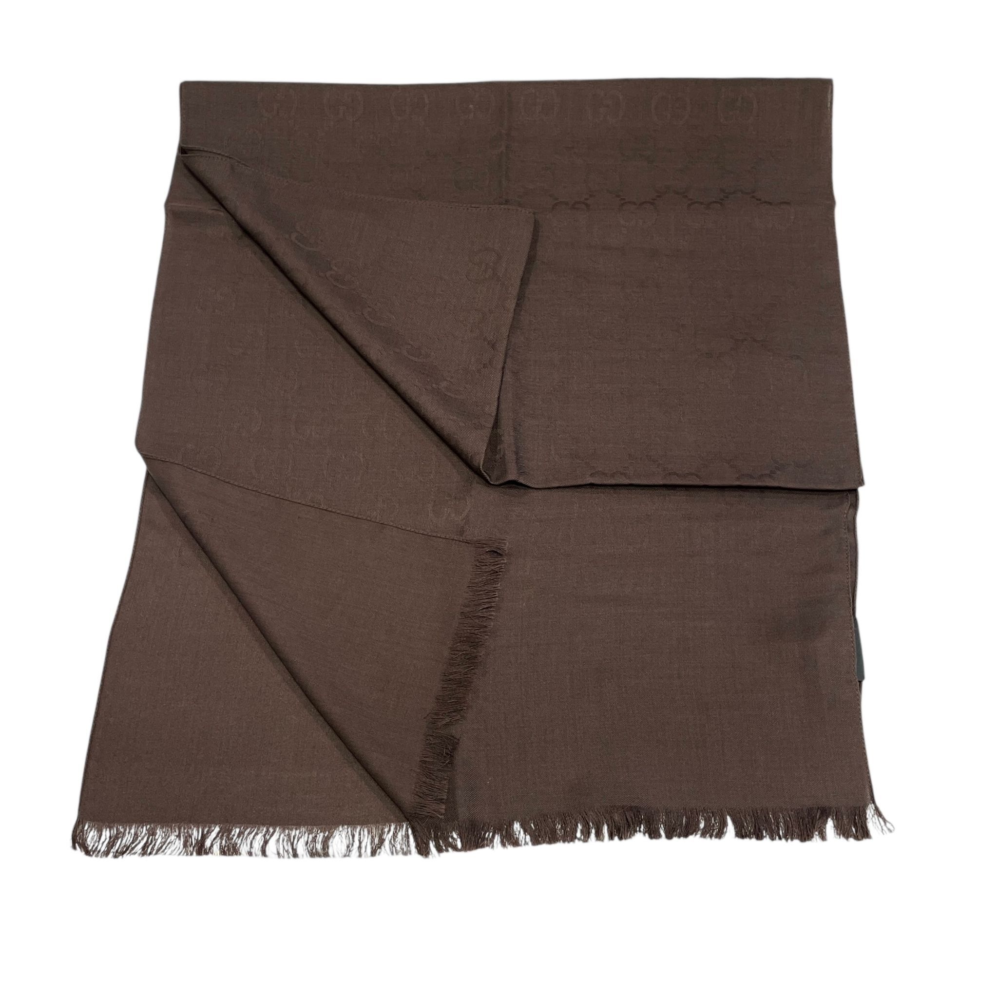 全新GUCCI SCARF 165904 45x180CM 朱古力色真絲羊毛,古奇圍巾 #BRAND NEW #香榭站正品