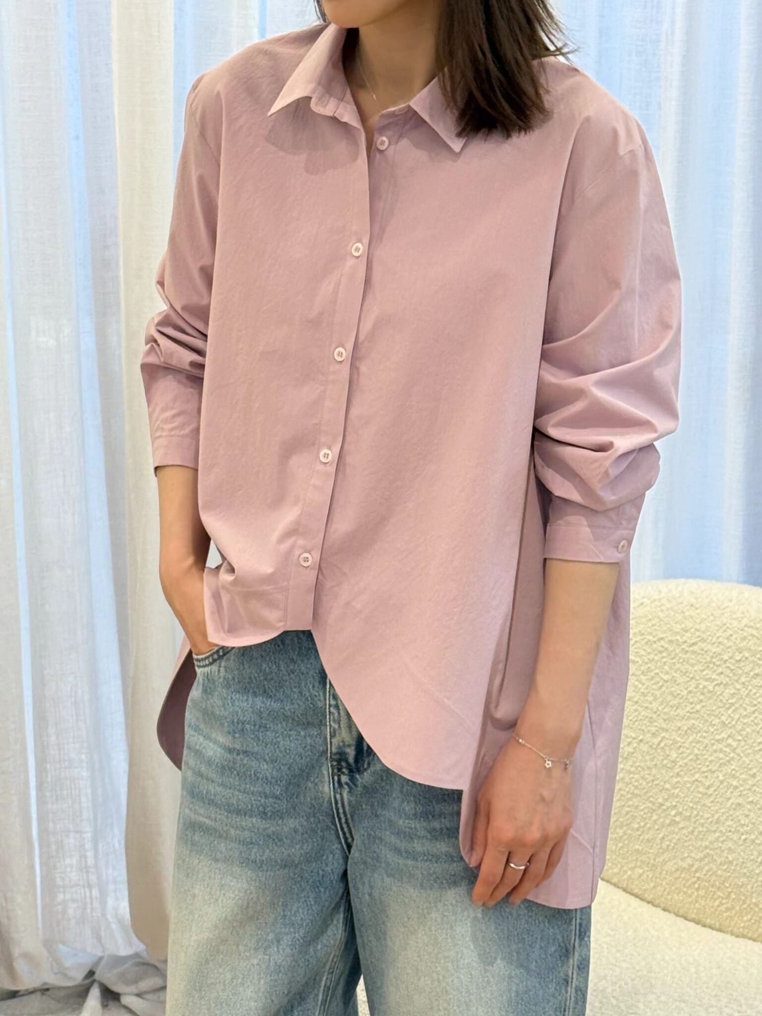 ABB6014 花瓣倒V下擺襯衫