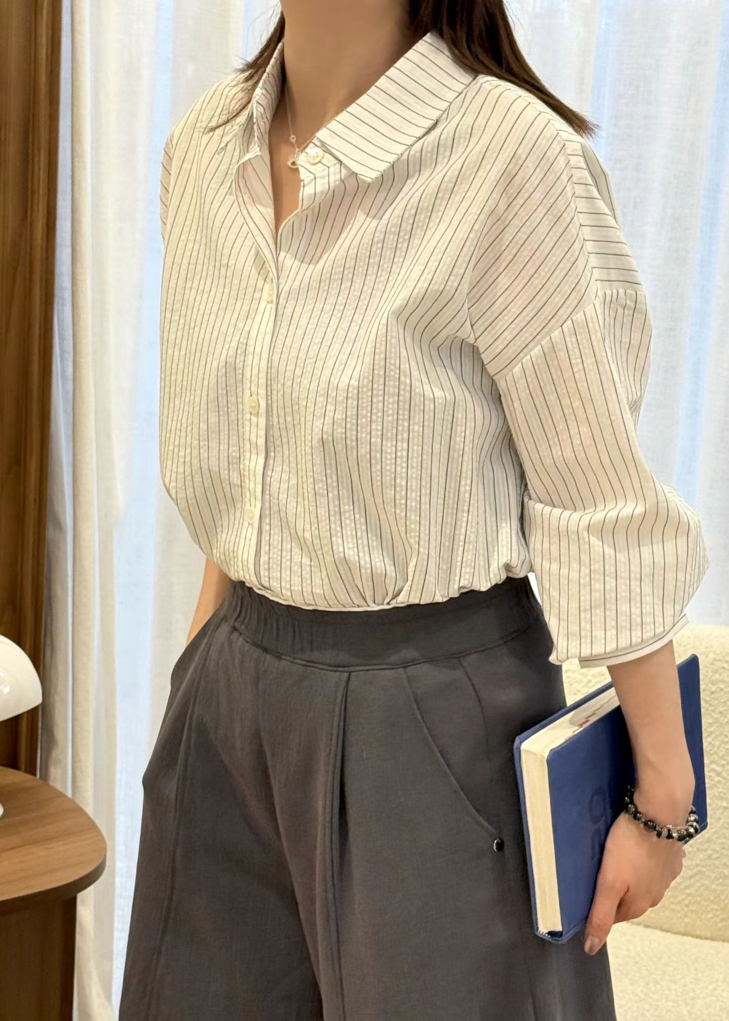 ABB6003 皺皺直紋襯衫