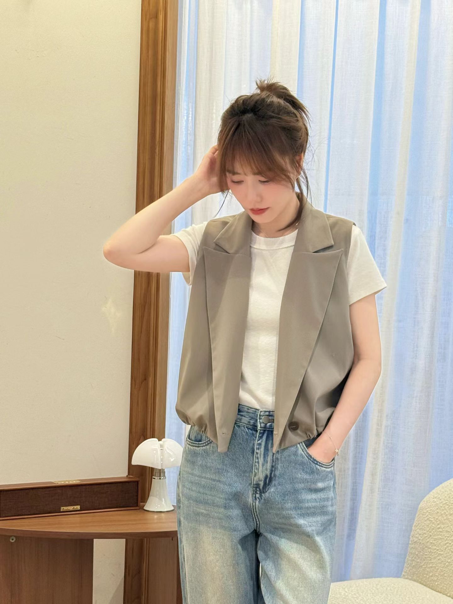 ABB6016 單扣馬甲背心外套