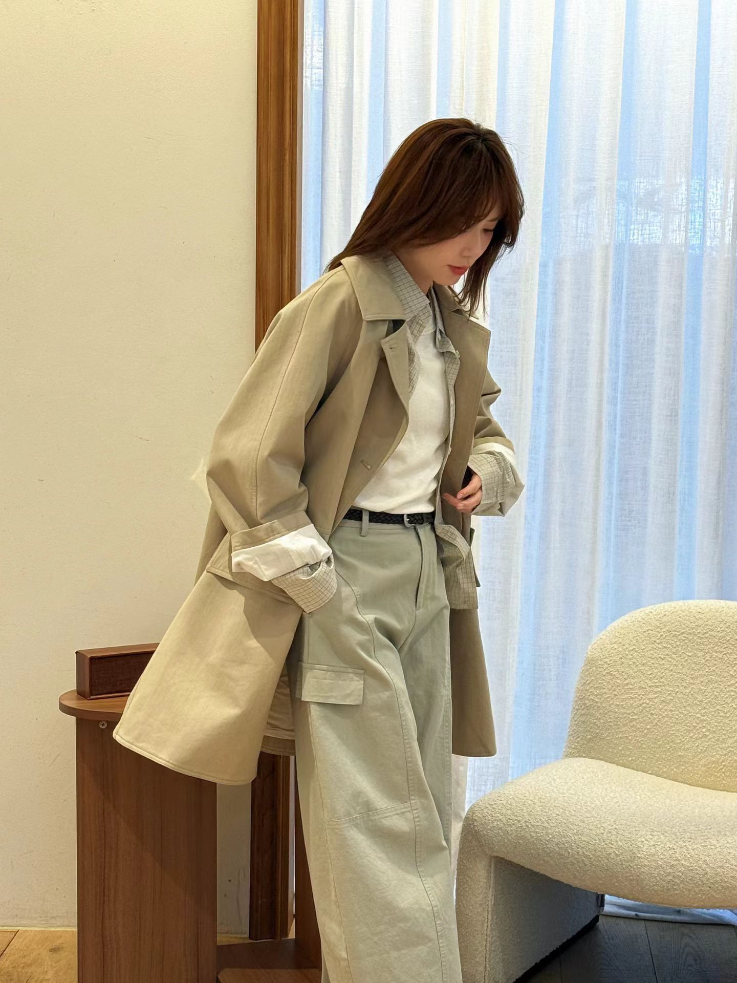 ABB6004 插肩反領風衣外套