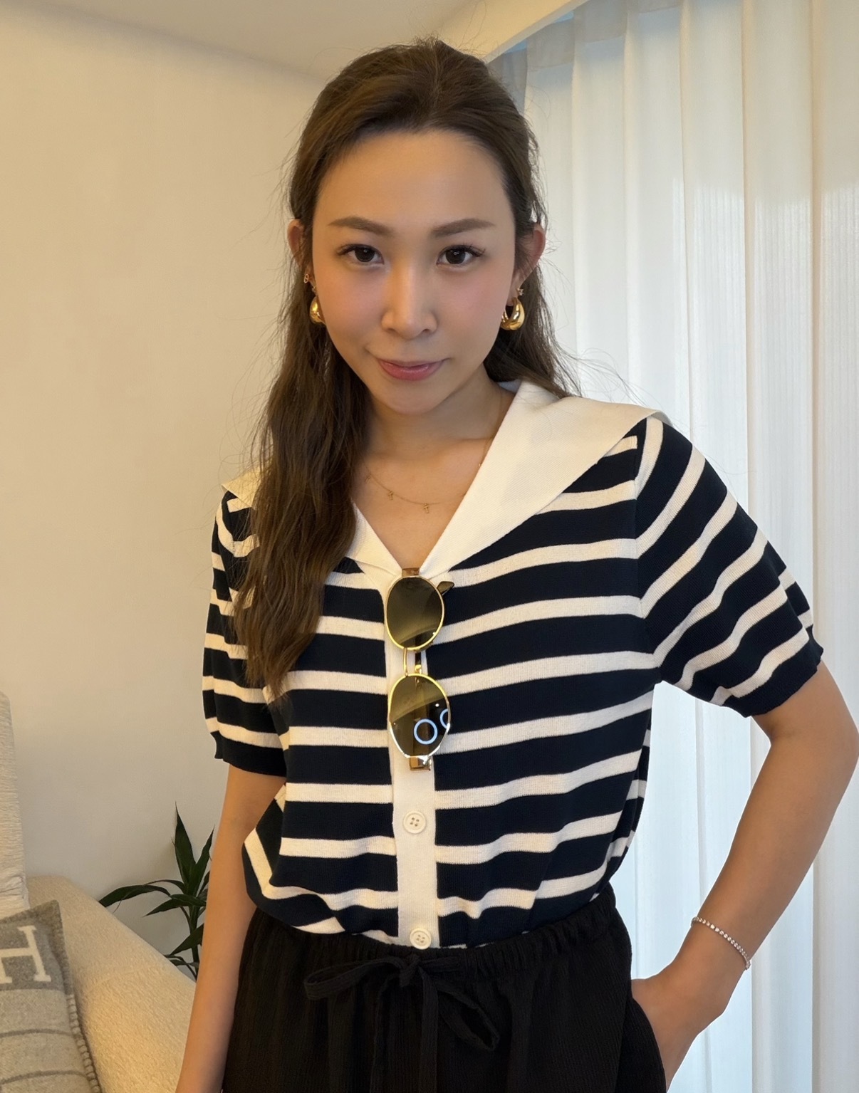 KR2606-3 - 水手風針織上衣