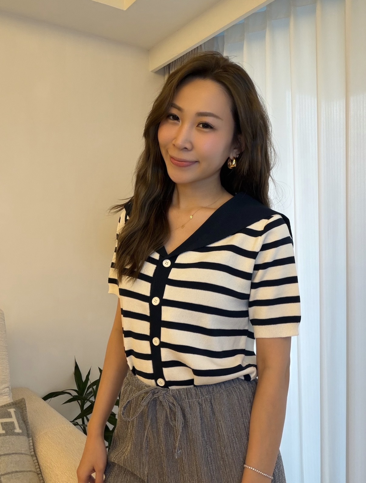 KR2606-3 - 水手風針織上衣